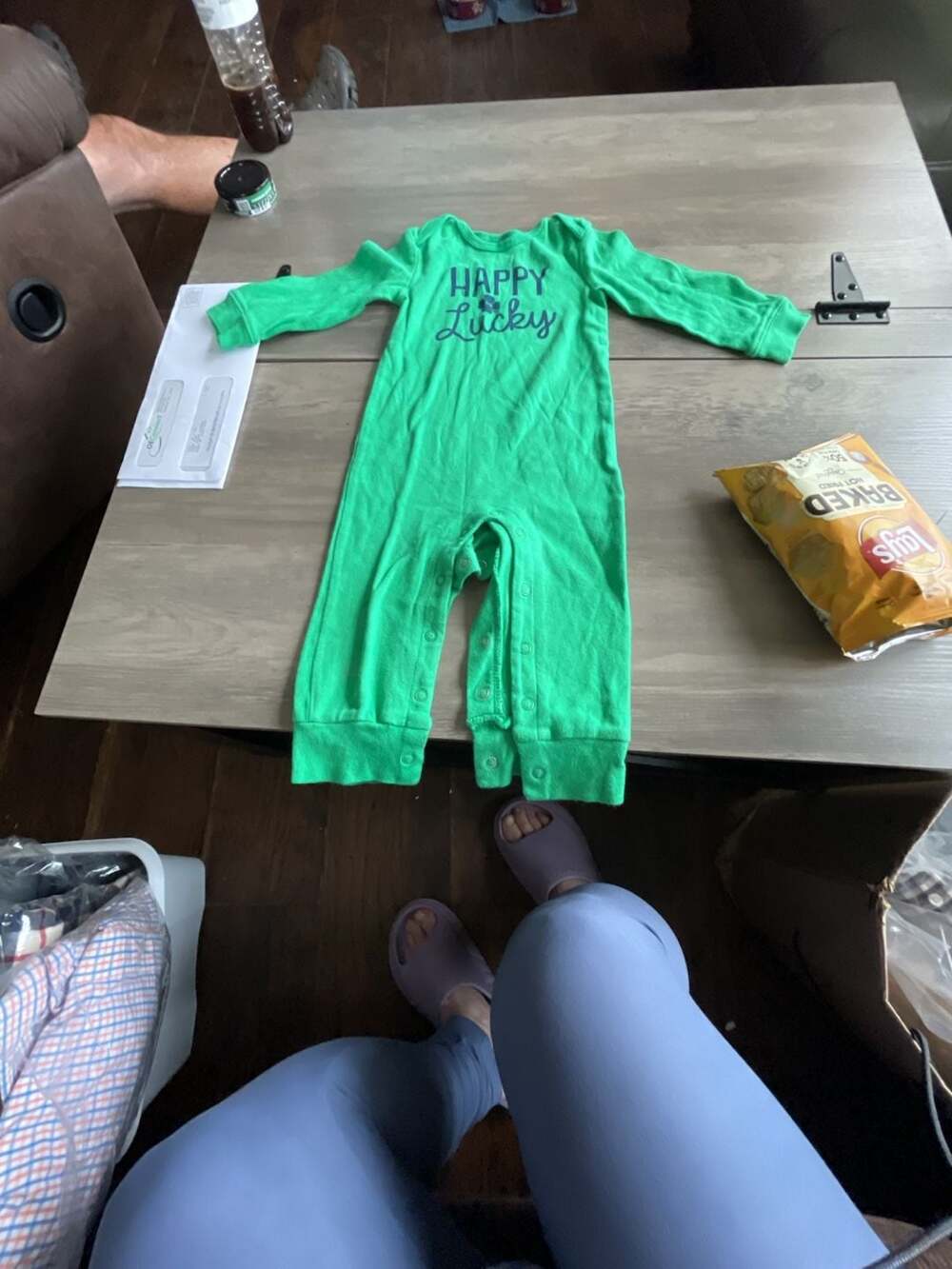 #B7 Carter's Happy Lucky Romper Size 12 Months Green St. Patrick's